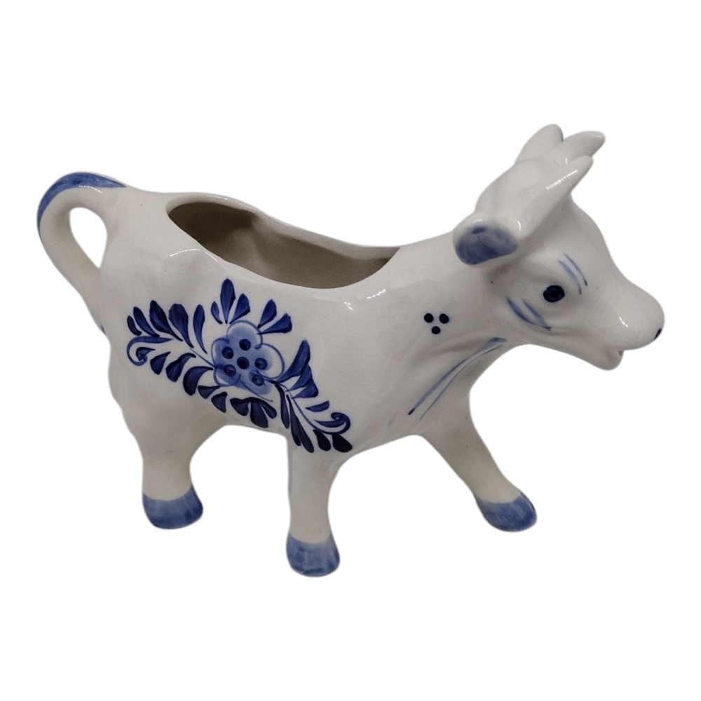 Whimsical Delft Blue and White‎ Ceramic Cow Pitcher